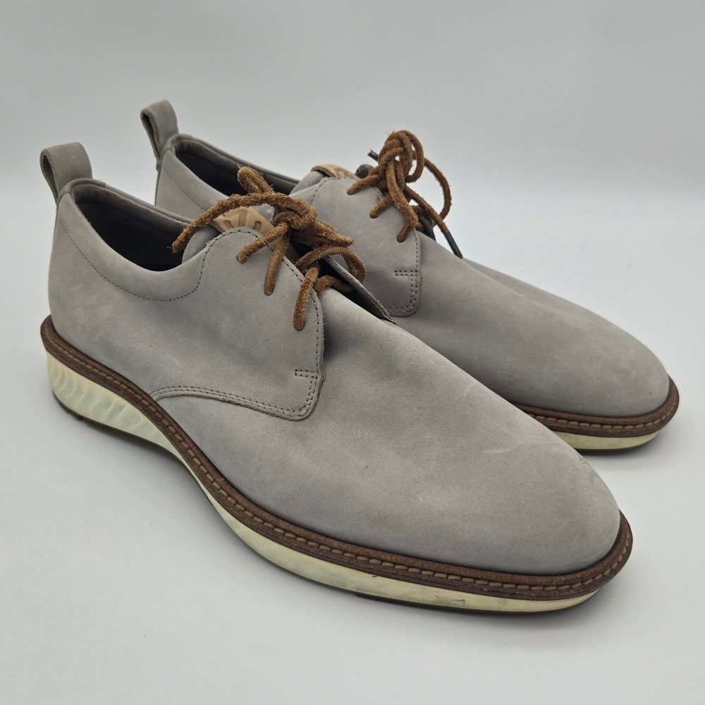 ECCO ST.1 Hybrid Plain‎ Toe Derby Grey Nubuck Leather Dress Shoes Mens 41 US 7